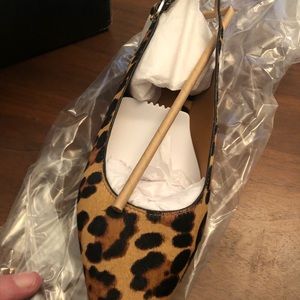 New, never worn JCrew calf hair pointy toes sling back flats, stunning!